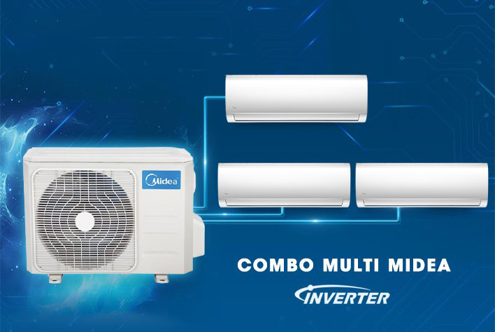 Combo dàn nóng điều hòa Multi Midea M3OE-27HFN1-Q 27000BTU 2 chiều Inverter kết nối với 3 dàn lạnh treo tường (9000BTU + 12000BTU + 18000BTU)